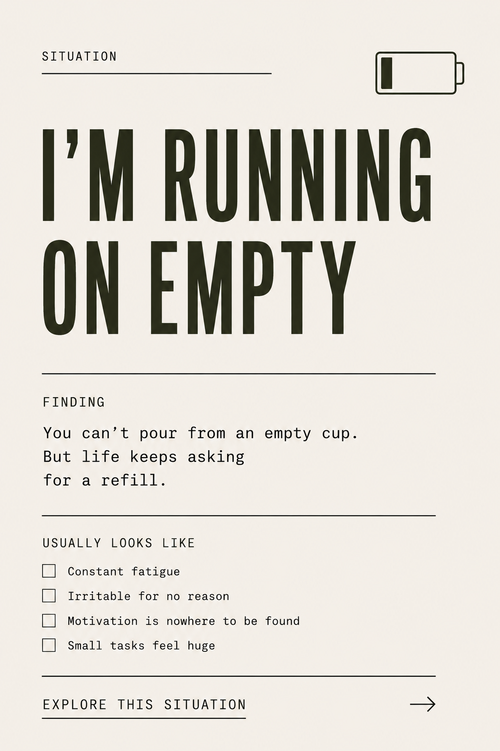 I'M RUNNING ON EMPTY