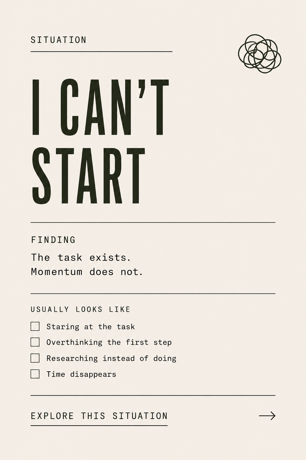I CAN'T START