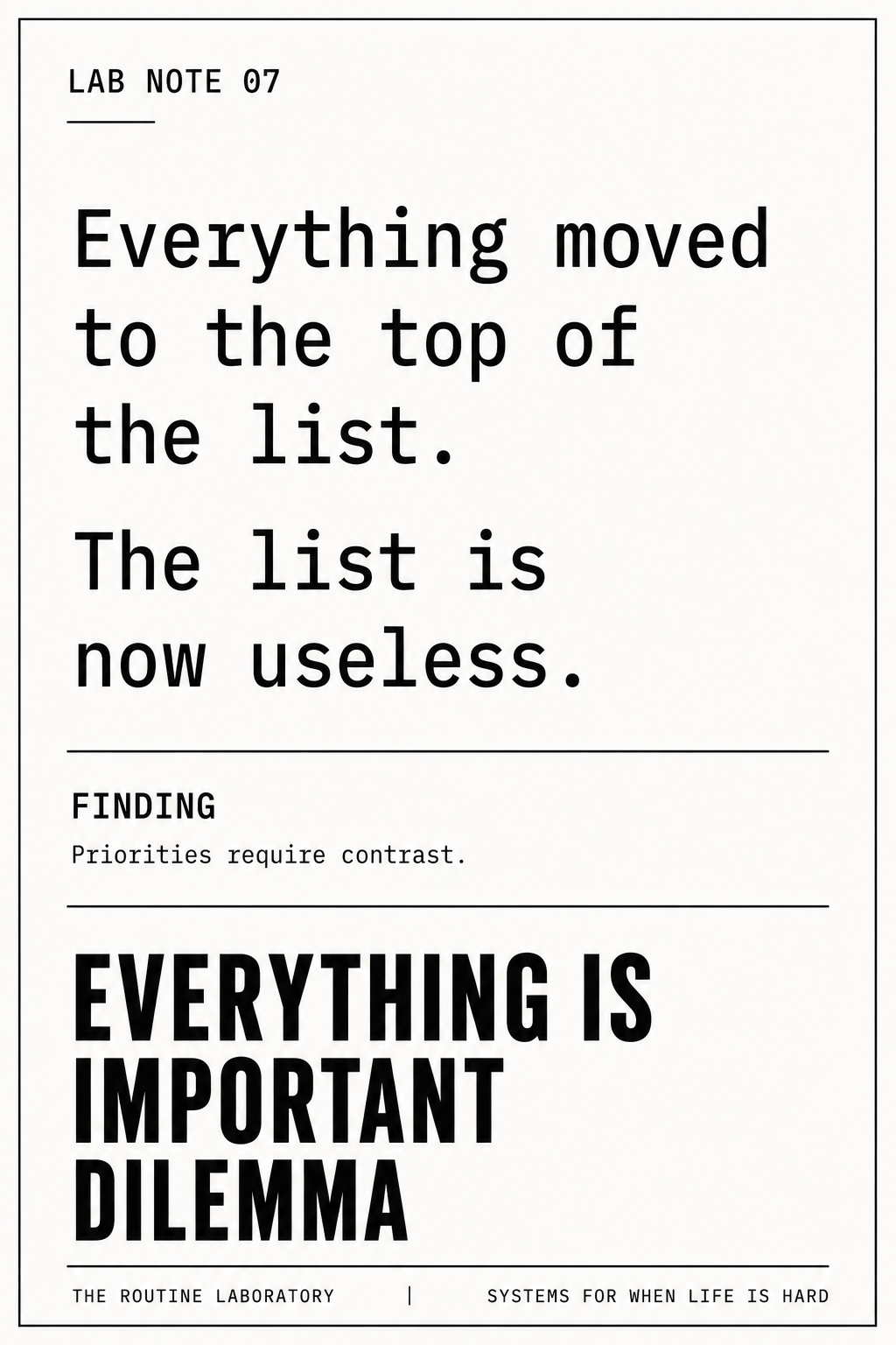 Everything-Is-Important Dilemma