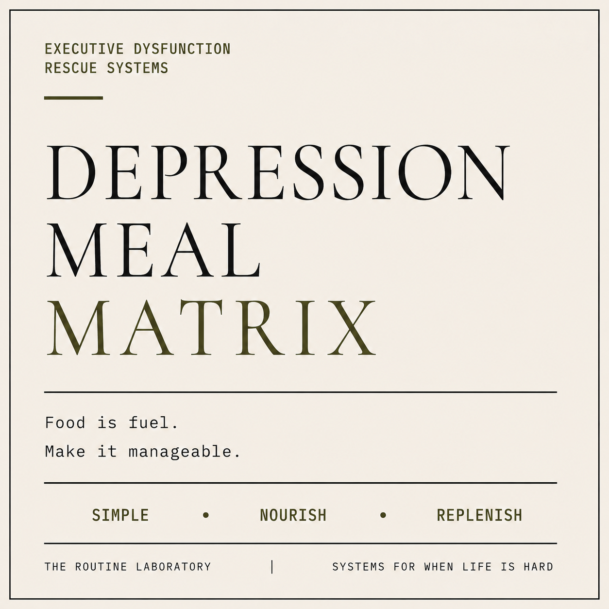 Depression Meal Matrix