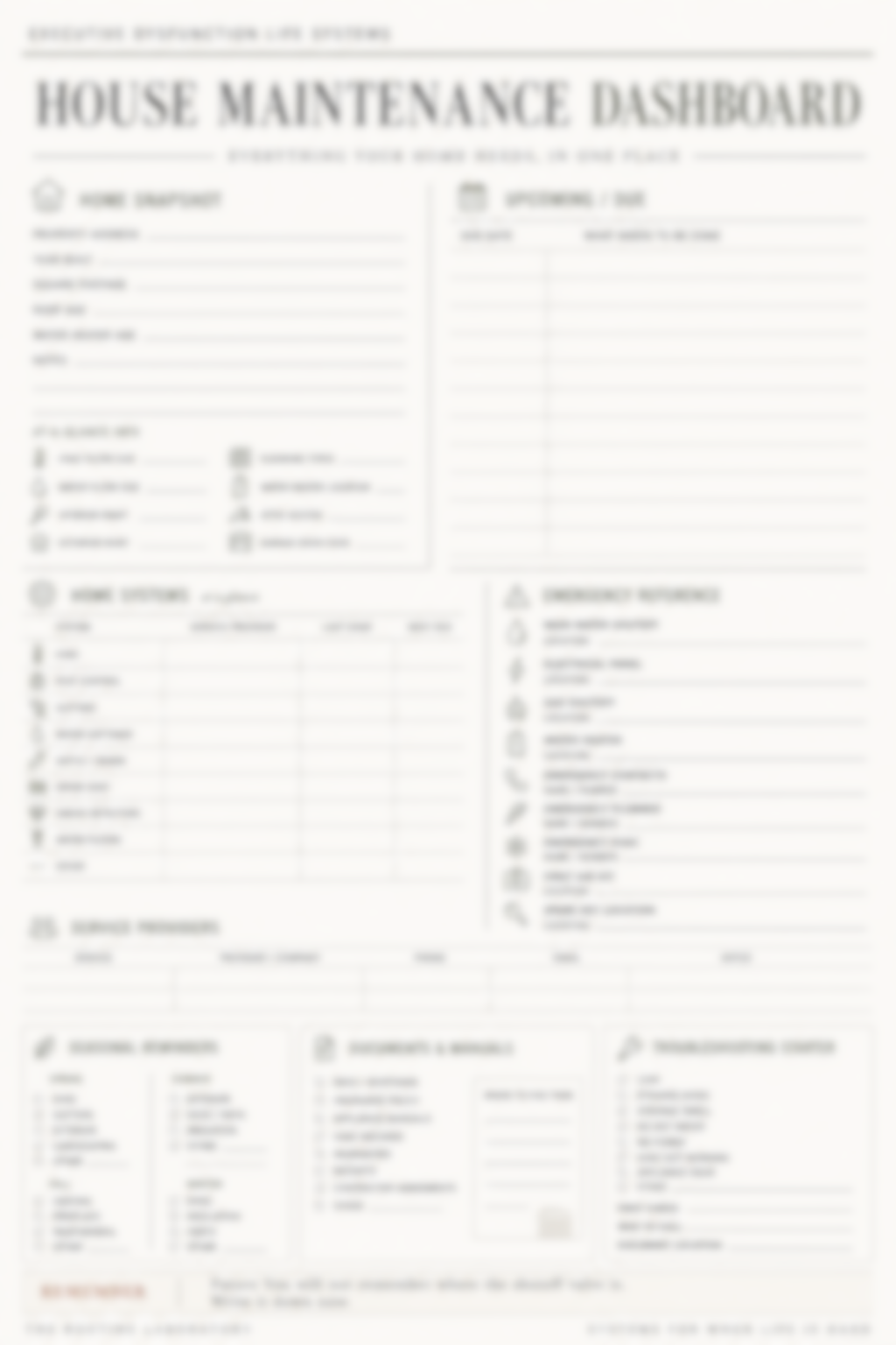 House Maintenance Dashboard