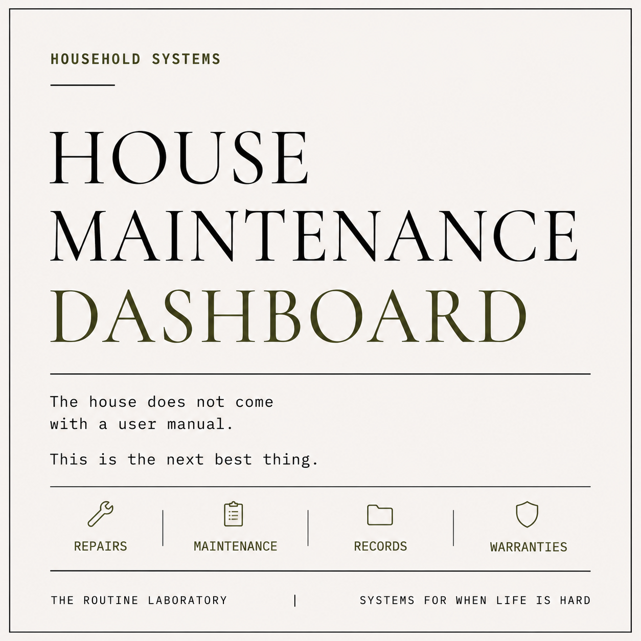 House Maintenance Dashboard