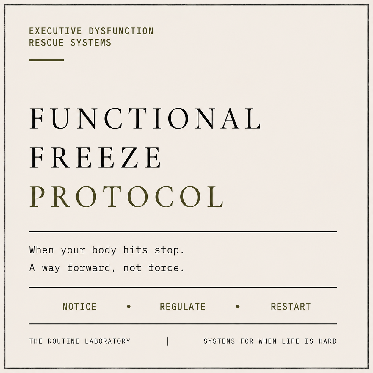 Functional Freeze Protocol
